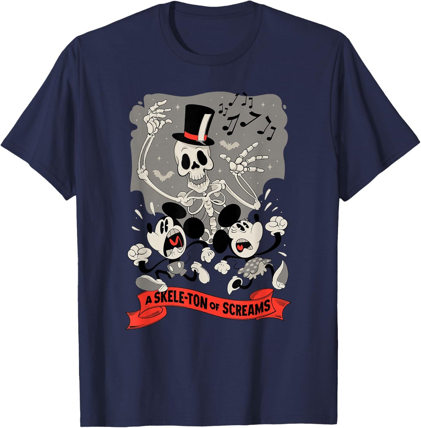 Disney Mickey and Friends Halloween Skele-ton of Screams T-Shirt - T-Shirt | Navy