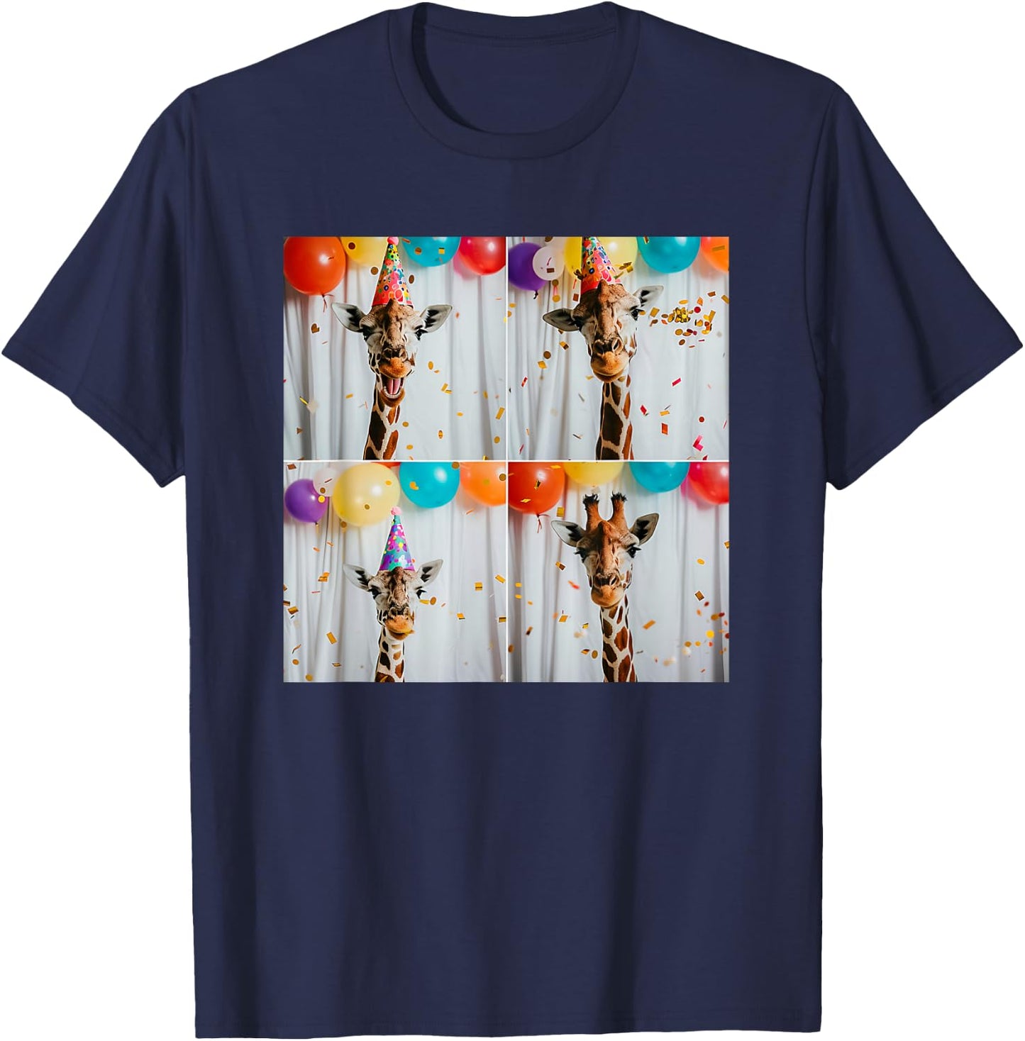 Safari Animal Giraffe Birthday T-Shirt - T-Shirt | Navy