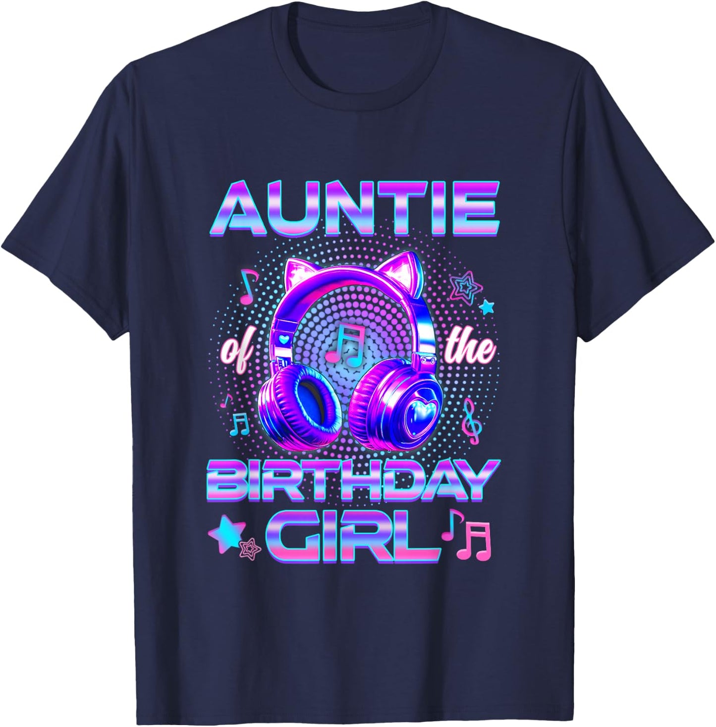 Auntie of The Birthday Girl K-Pop Korean Family Birthday T-Shirt - T-Shirt | Navy