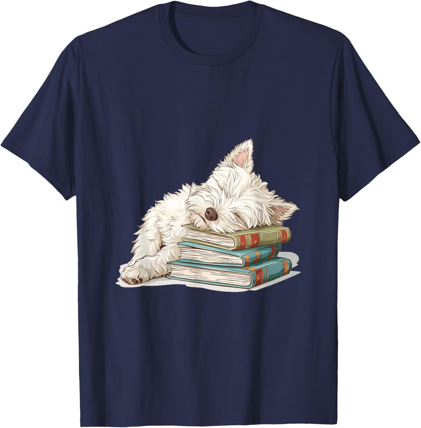 West Highland White Terrier Books Dog Breed Westie Women Girls Kids T-Shirt - T-Shirt | Navy