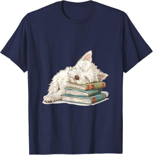 West Highland White Terrier Books Dog Breed Westie Women Girls Kids T-Shirt - T-Shirt | Navy