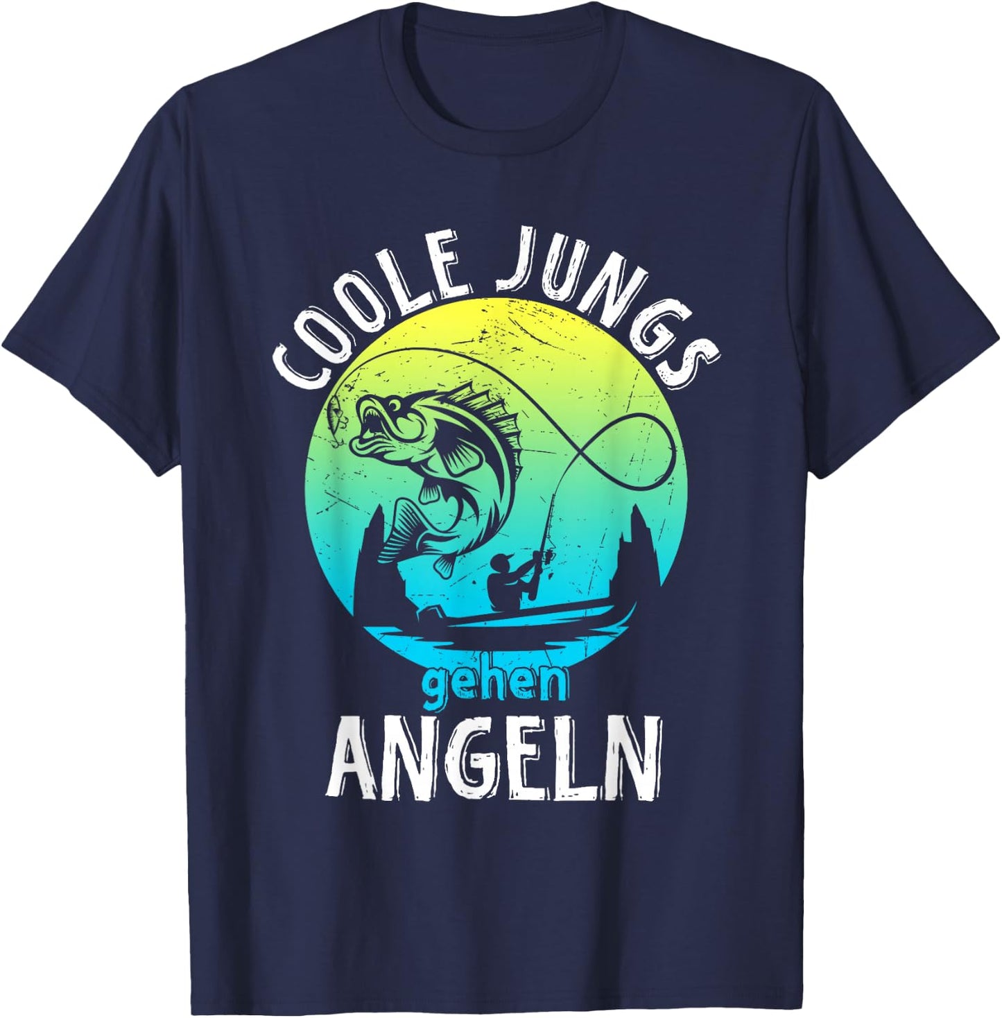 Cool Boys Go Fishing - Fishing Fisherman Gift Boys , black T-Shirt - T-Shirt | Navy