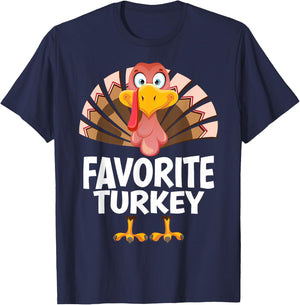 Thanksgiving Favorite Turkey Matching Pajama T-Shirt - T-Shirt | Navy