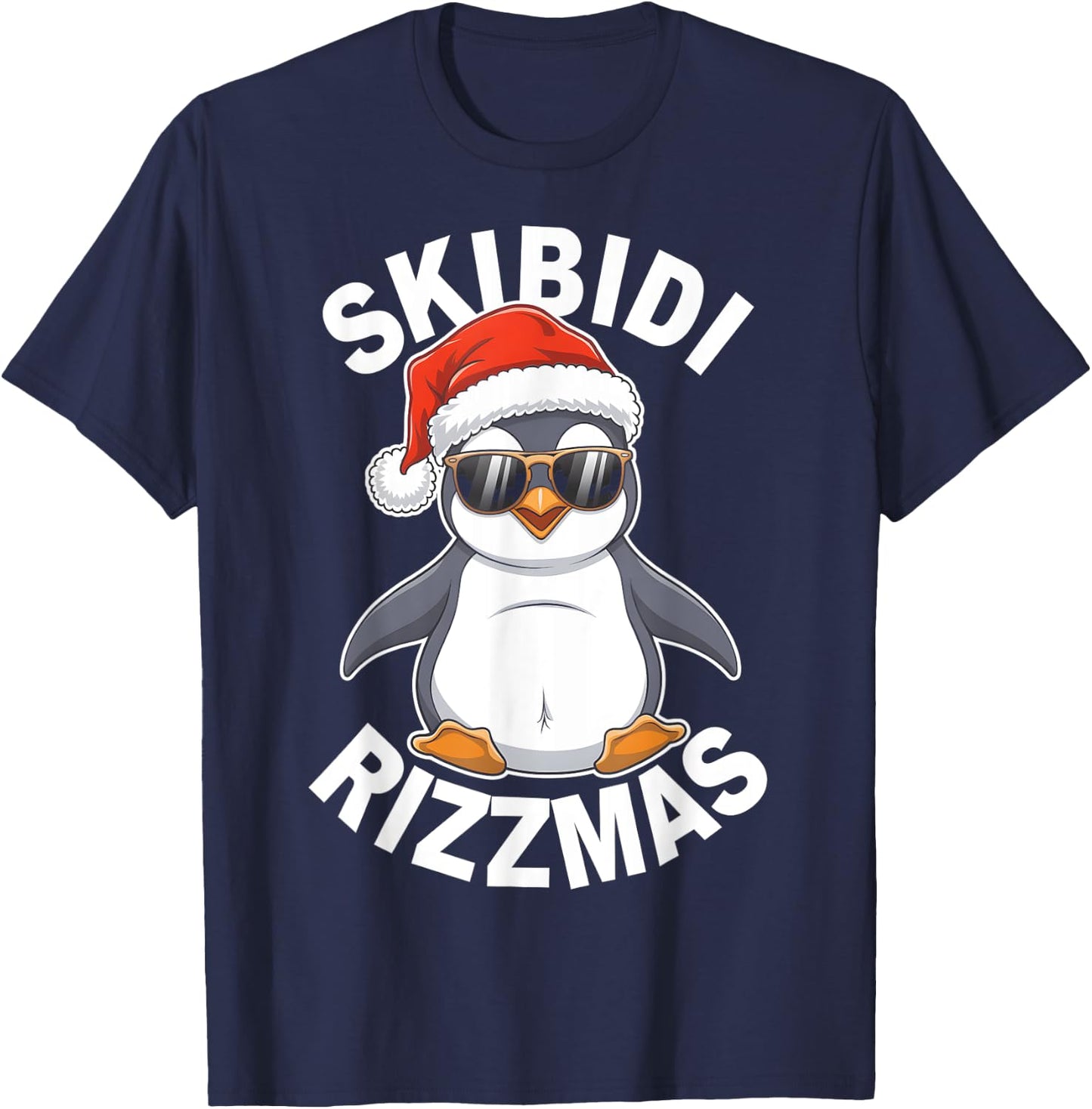 Skibidi Rizzmas Funny Christmas Christmas Season Penguin T-Shirt - T-Shirt | Navy