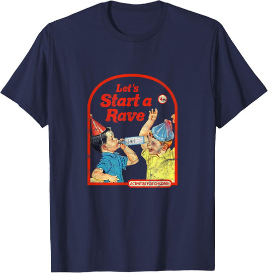 Lets Start a Rave Vintage Childgame Dark Humor Art Techno T-Shirt - T-Shirt | Navy