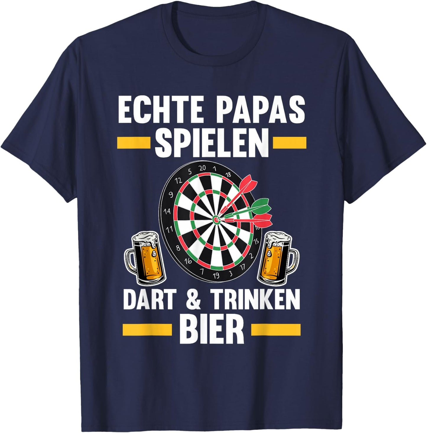 Papas spielen Dart & Trinken Bier Dart & Bier Papa T-Shirt - T-Shirt | Navy