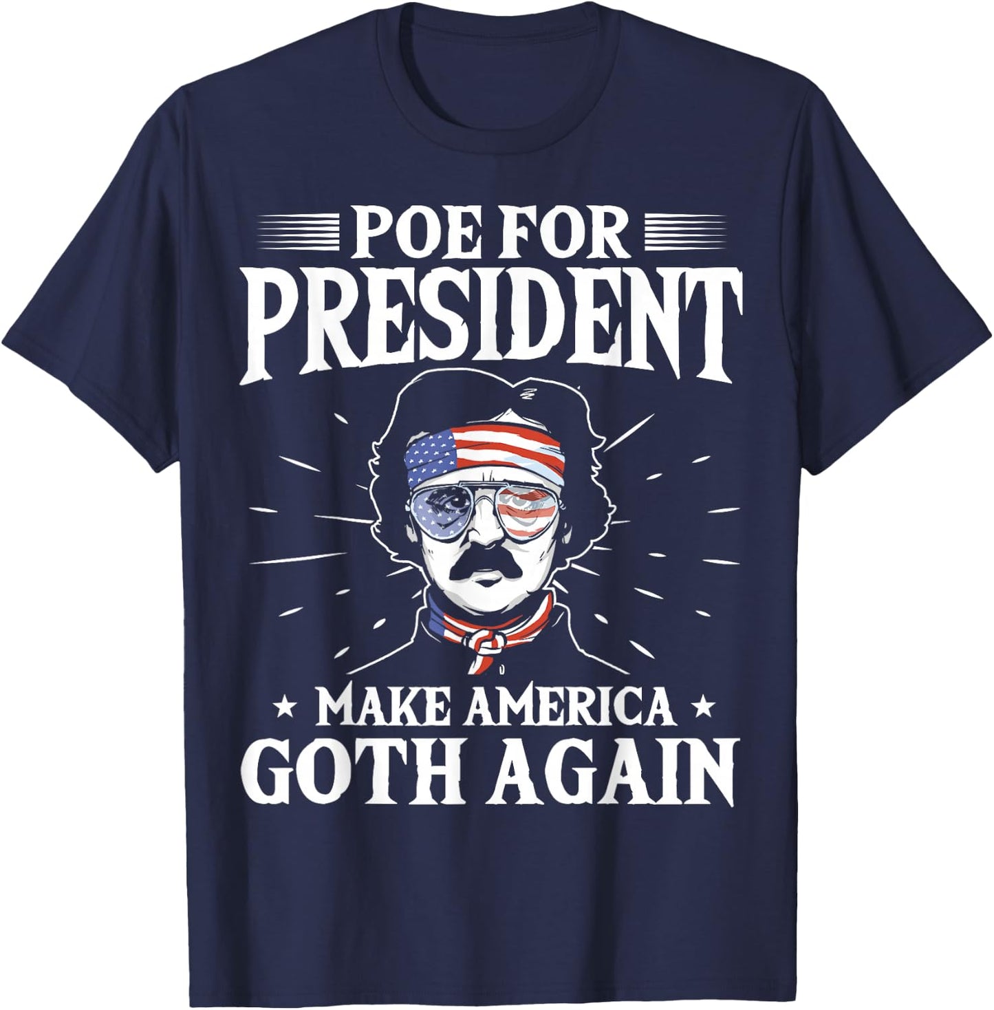 Edgar Allan Poe - American Writer - Author Edgar Allen Poe T-Shirt - T-Shirt | Navy
