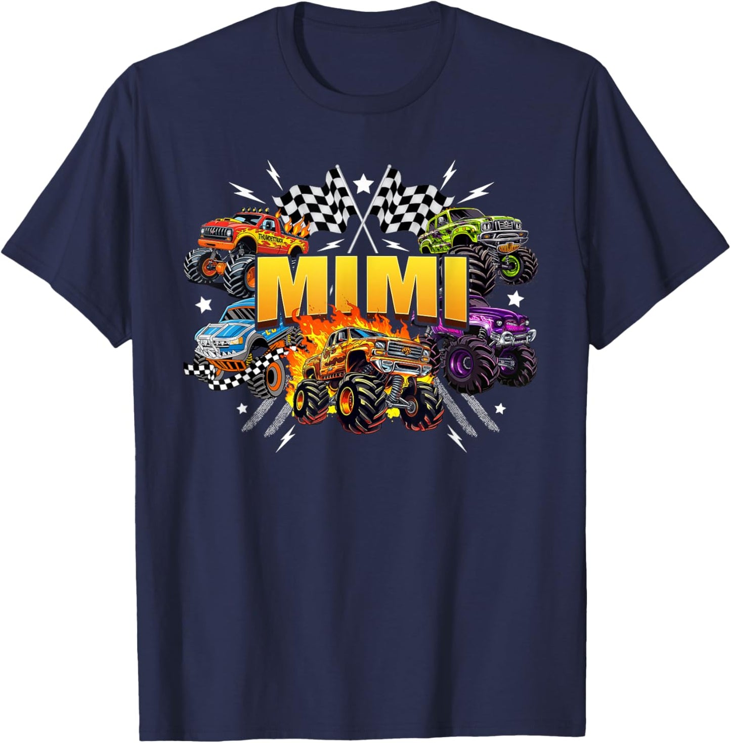 Mimi Retro Monster Truck Family Crew Birthday Matching T-Shirt - T-Shirt | Navy