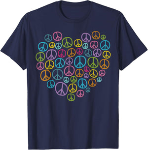 PEACE SIGN LOVE 60s 70s Tie Dye Hippie Costume T-Shirt - T-Shirt | Navy