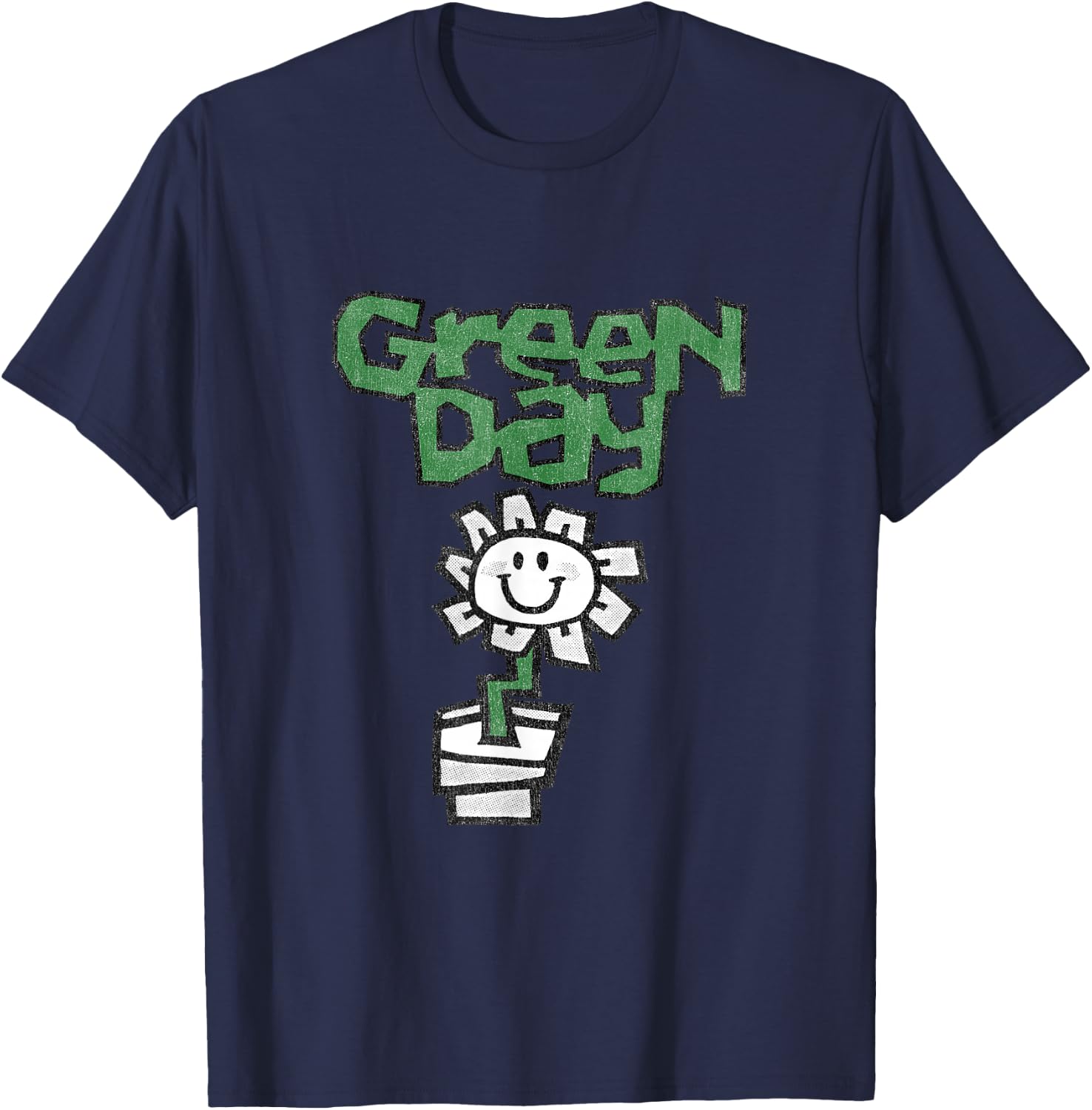 Green Day Flower Pot , black T-Shirt - T-Shirt | Navy