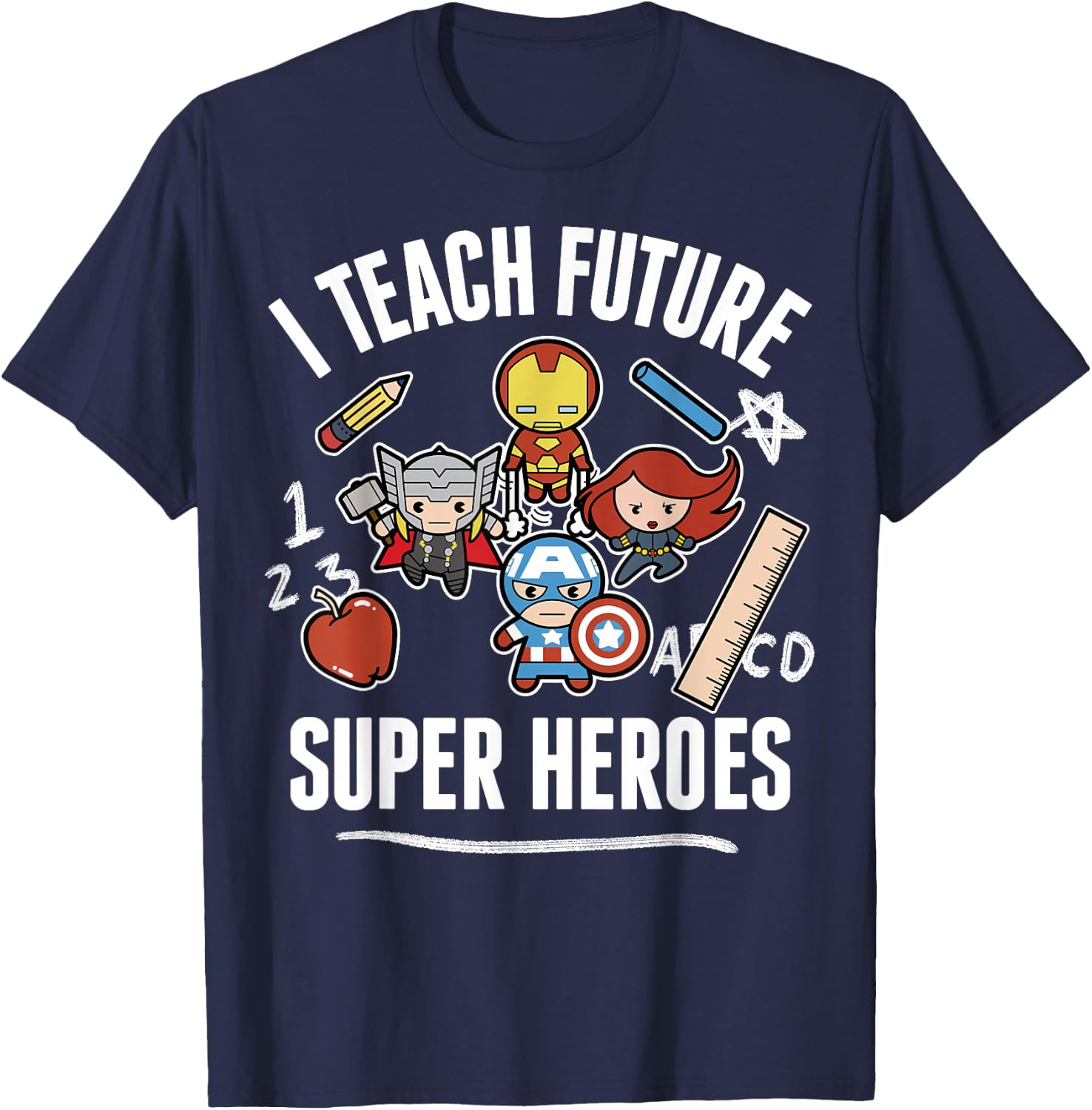 Marvel Avengers Classic I Teach Super Heroes Graphic T-Shirt - T-Shirt | Navy