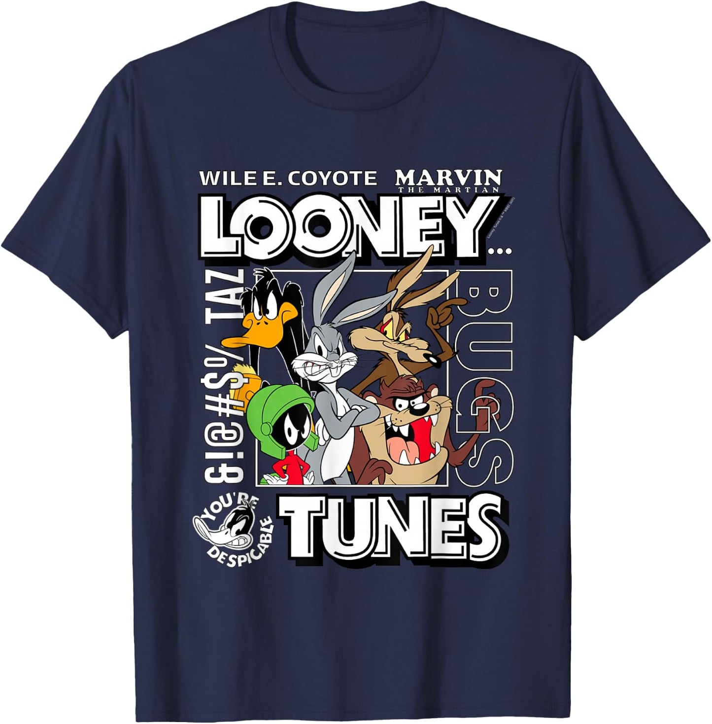 Looney Tunes Wiley, Bugs, Taz, Marvin The Martian T-Shirt - T-Shirt | Navy