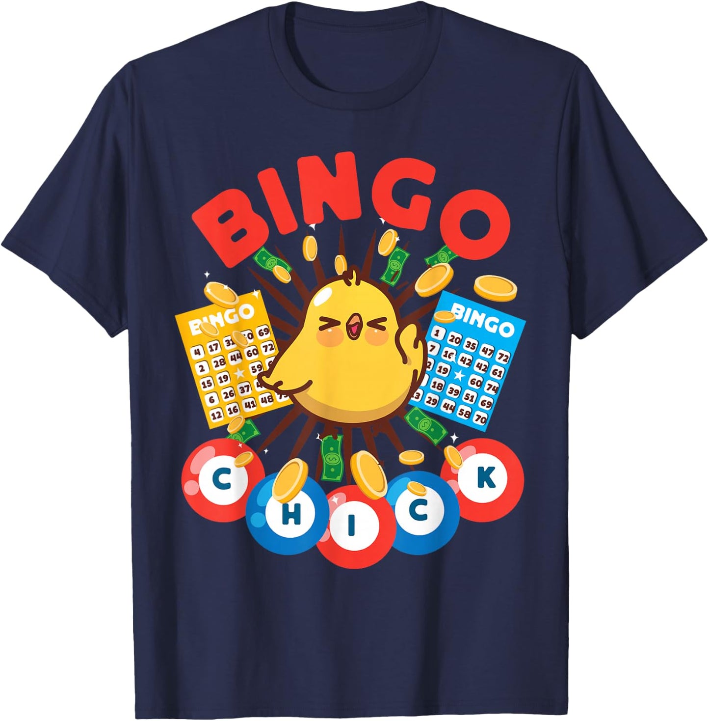 Bingo Player Chicken Girl Bingo Chick T-Shirt - T-Shirt | Navy