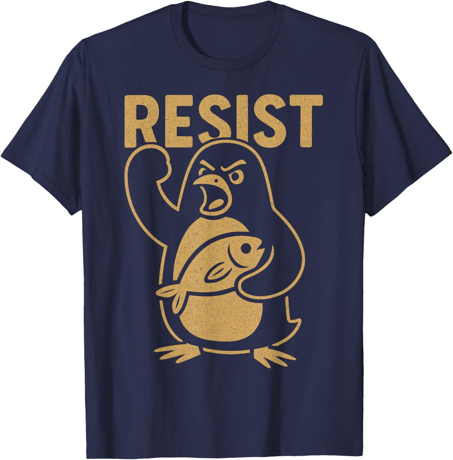 Résistez à la protestation des militants rebelles des pingouins en colère contre les tarifs douaniers T-Shirt - T-Shirt | Navy