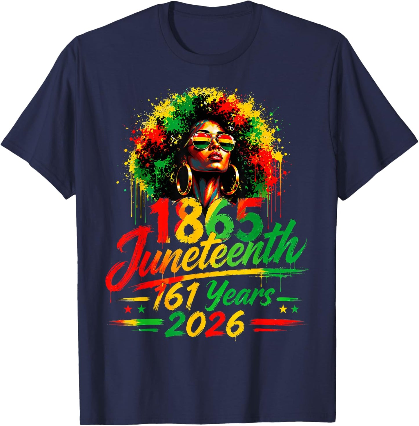 1865 Juneteenth 161 Years Black Woman Juneteenth African T-Shirt - T-Shirt | Navy