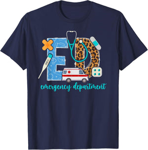 ED Emergency Department Leopard ER Emergency Room T-Shirt - T-Shirt | Navy