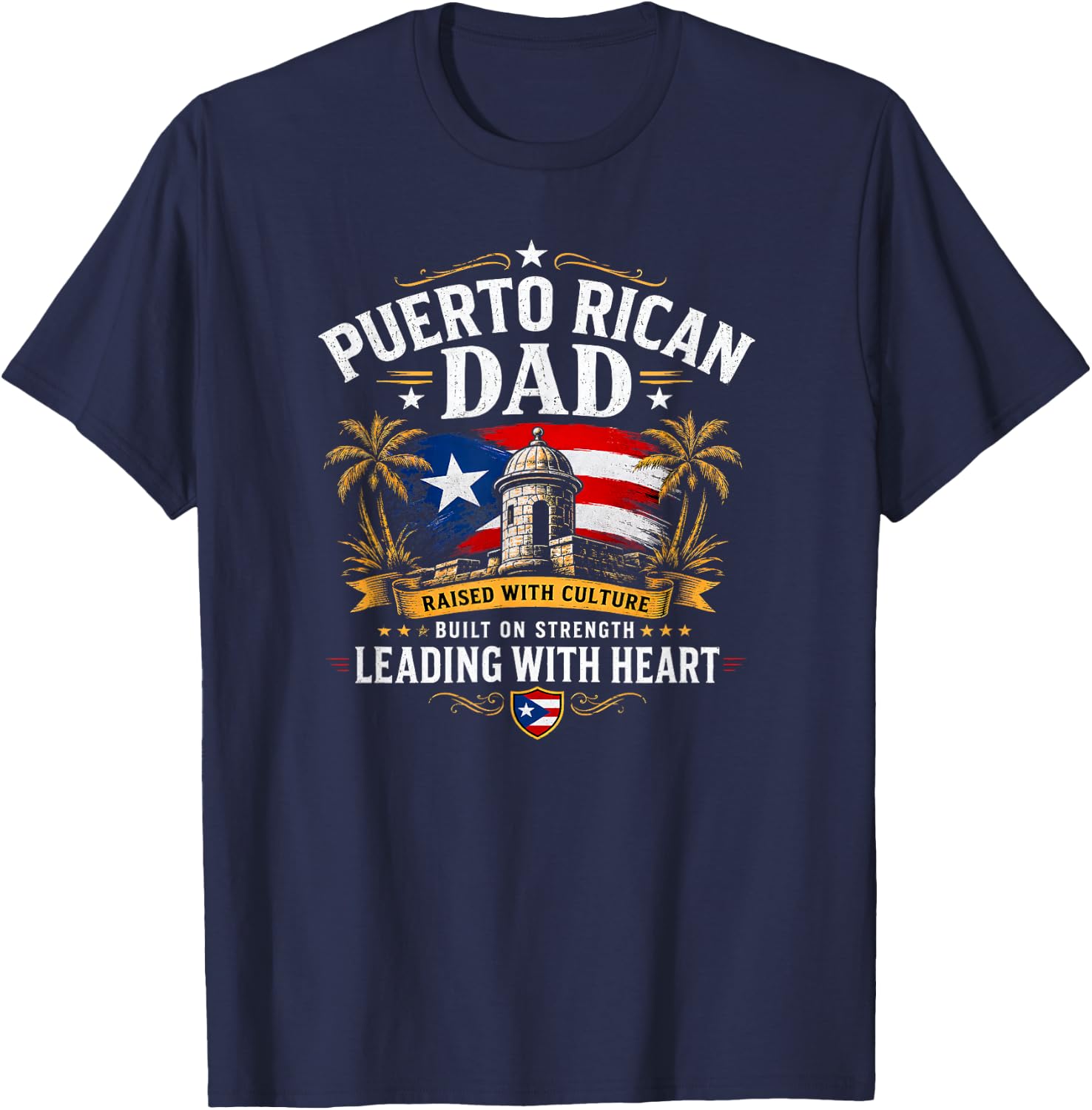 Puerto Rico Dad Boricua Pride Heritage Fatherhood Design T-Shirt - T-Shirt | Navy