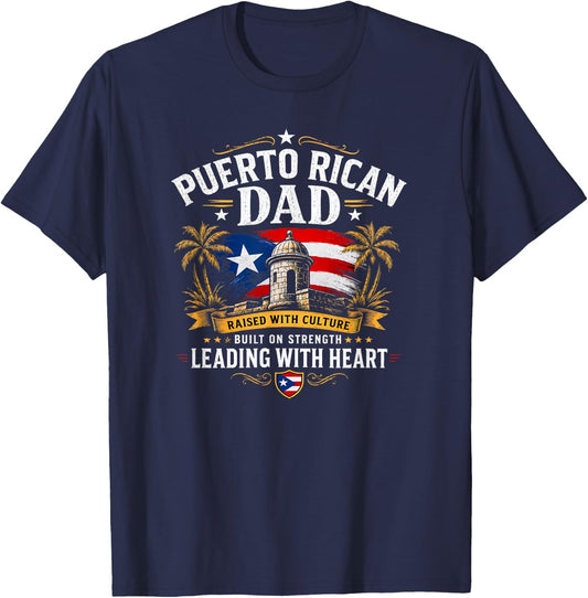 Puerto Rico Dad Boricua Pride Heritage Fatherhood Design T-Shirt - T-Shirt | Navy