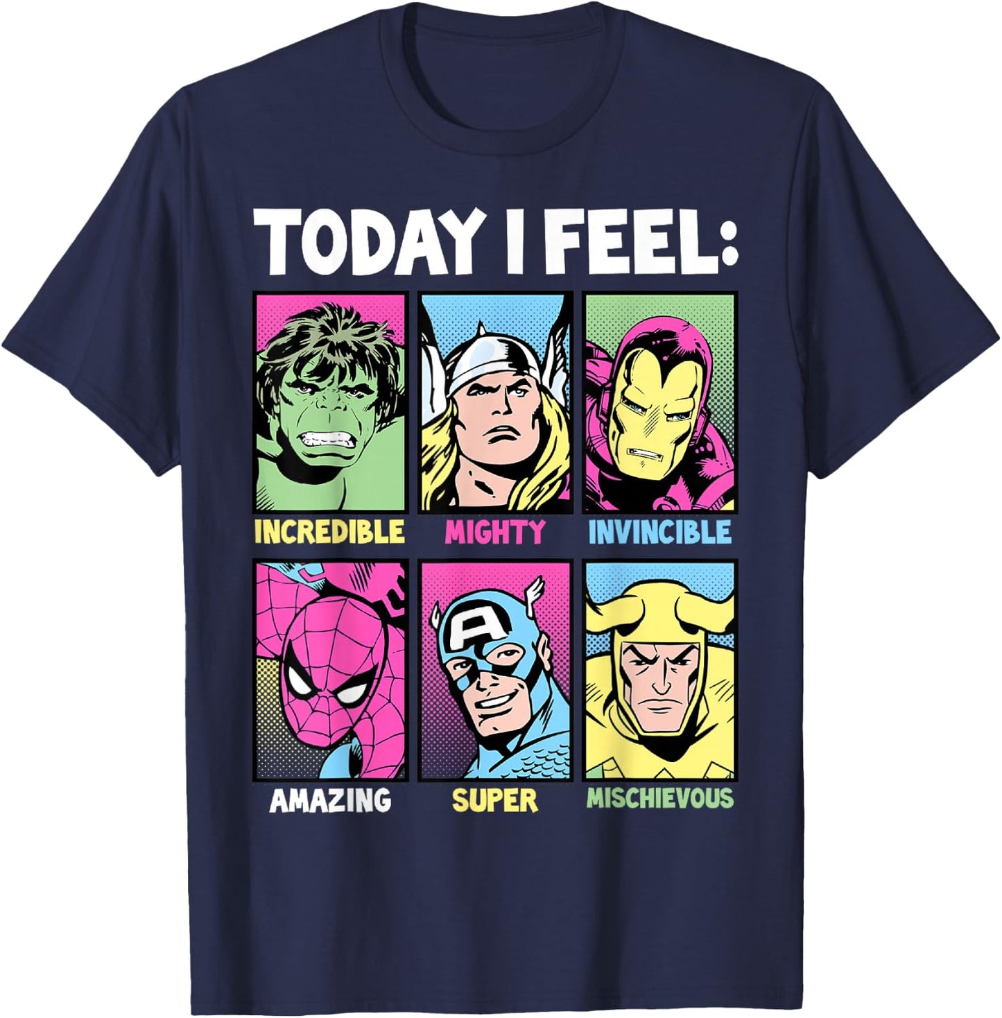 Marvel Avengers Today I Feel Panels T-Shirt - T-Shirt | Navy