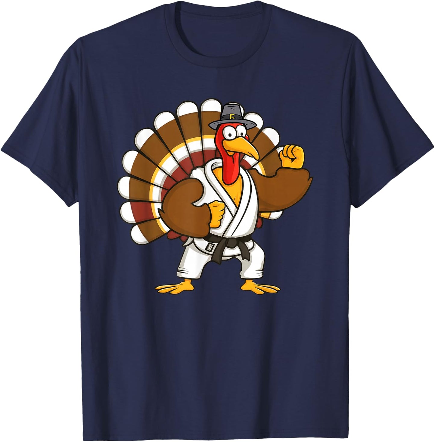 Turkey With Jiu Jitsu Thankful Thanksgiving Jiu Jitsu Lover T-Shirt - T-Shirt | Navy