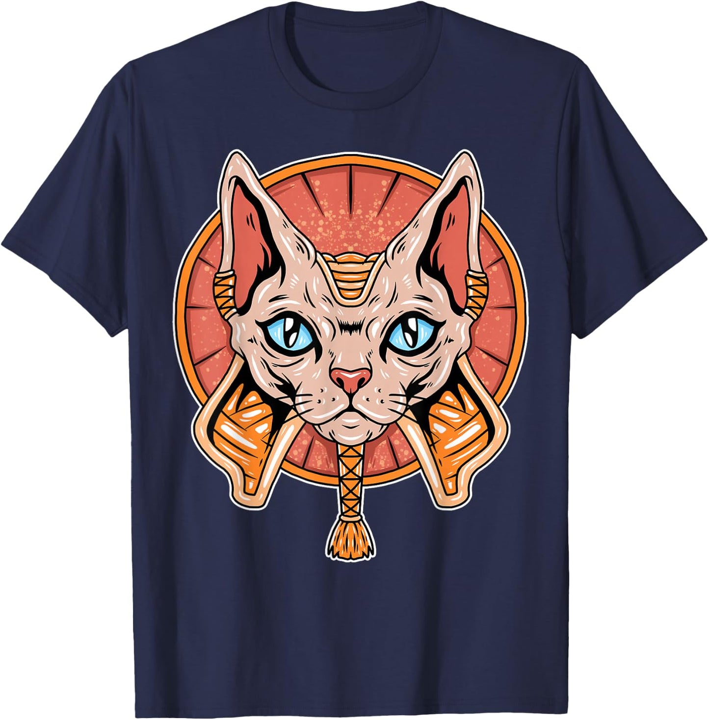 Sphynx Egypt Pharaoh Sphinx Devon Rex Cat Ancient Egyptian T-Shirt - T-Shirt | Navy