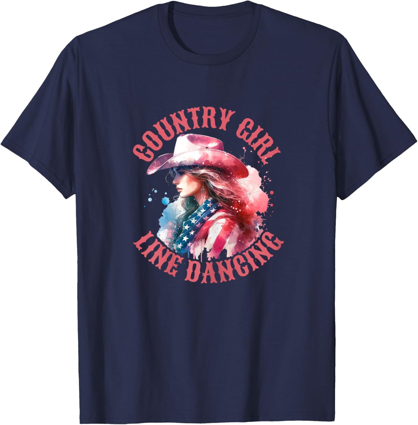 WOMEN - Country Girl Line Dancing - Country Dancer , white, Female X-Small T-Shirt - T-Shirt | Navy