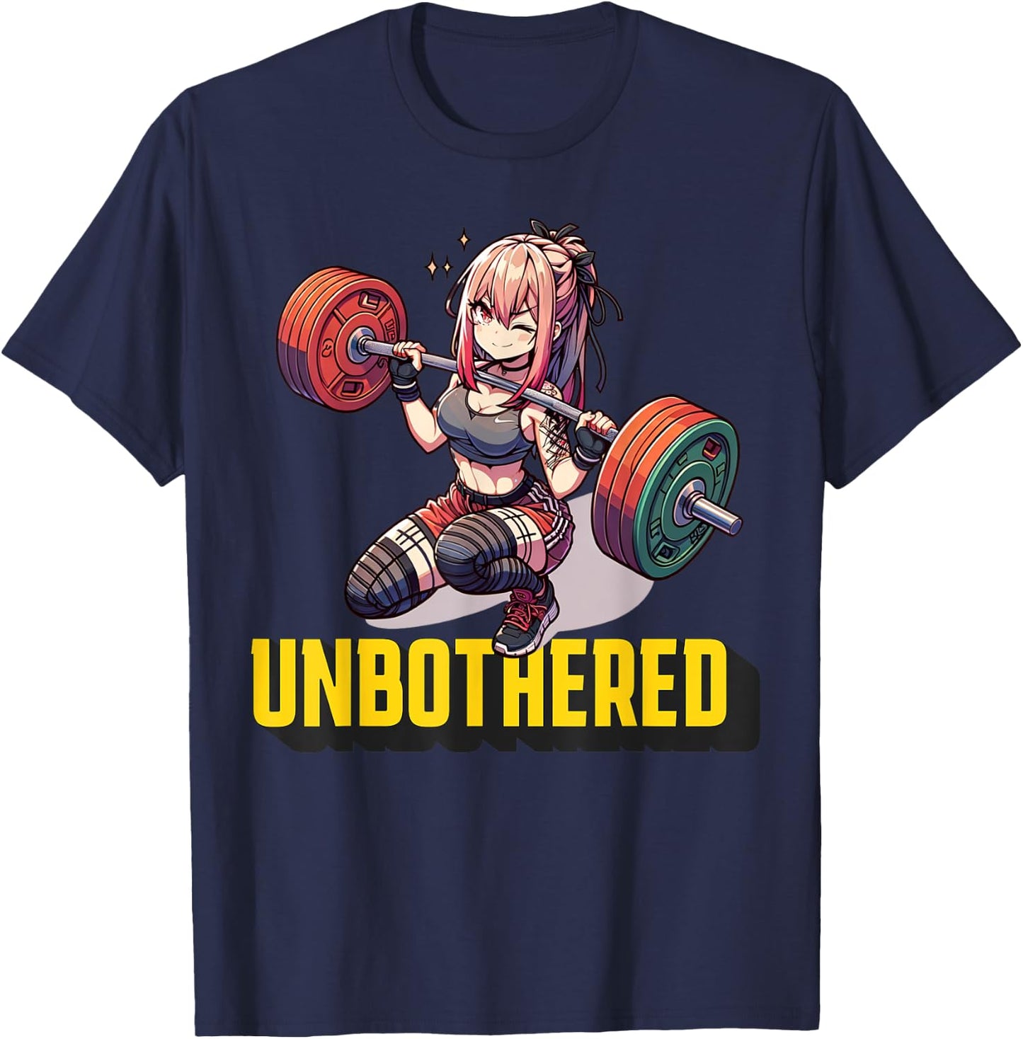 Unbothered Manga Shirt Funny Anime Workout Gym Girl Cool T-Shirt - T-Shirt | Navy