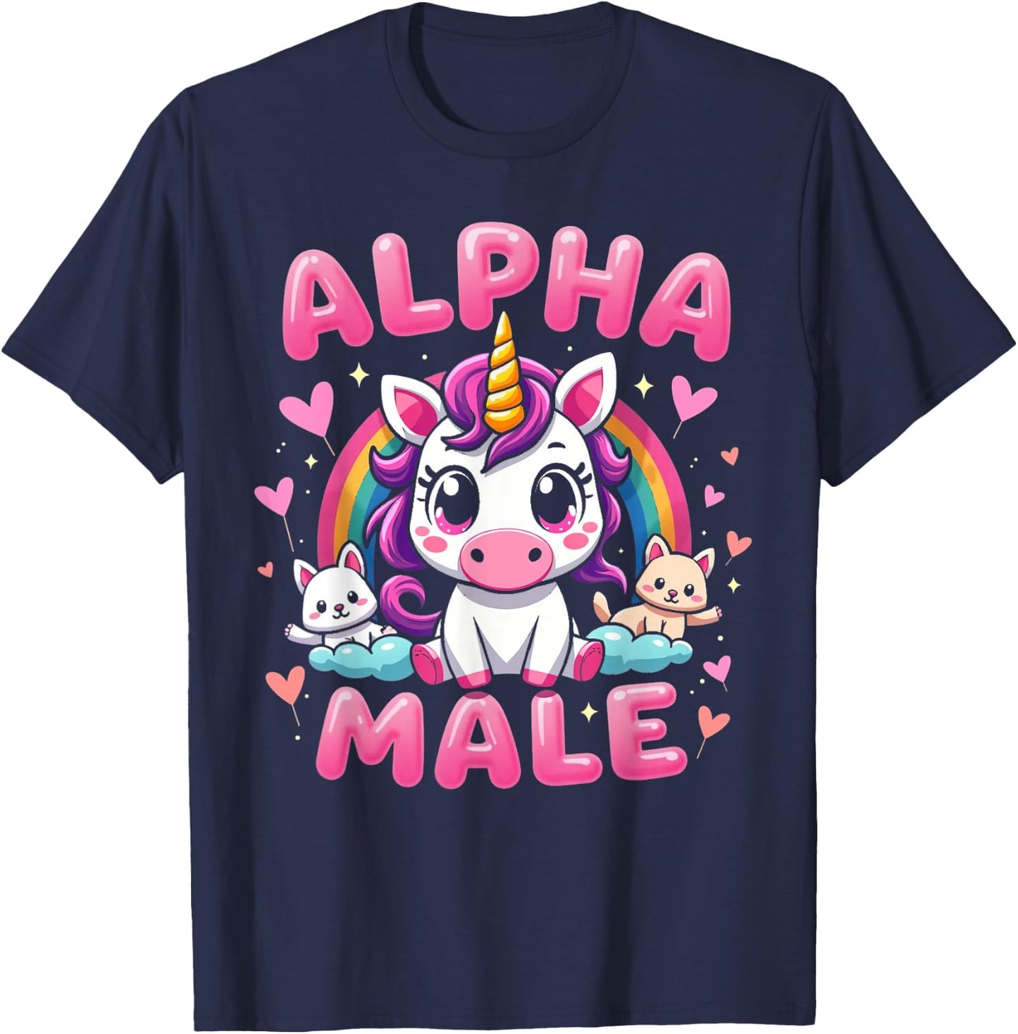 Funny Unicorn Alpha Unicorn Meme Male Men Male , Black, S T-Shirt - T-Shirt | Navy