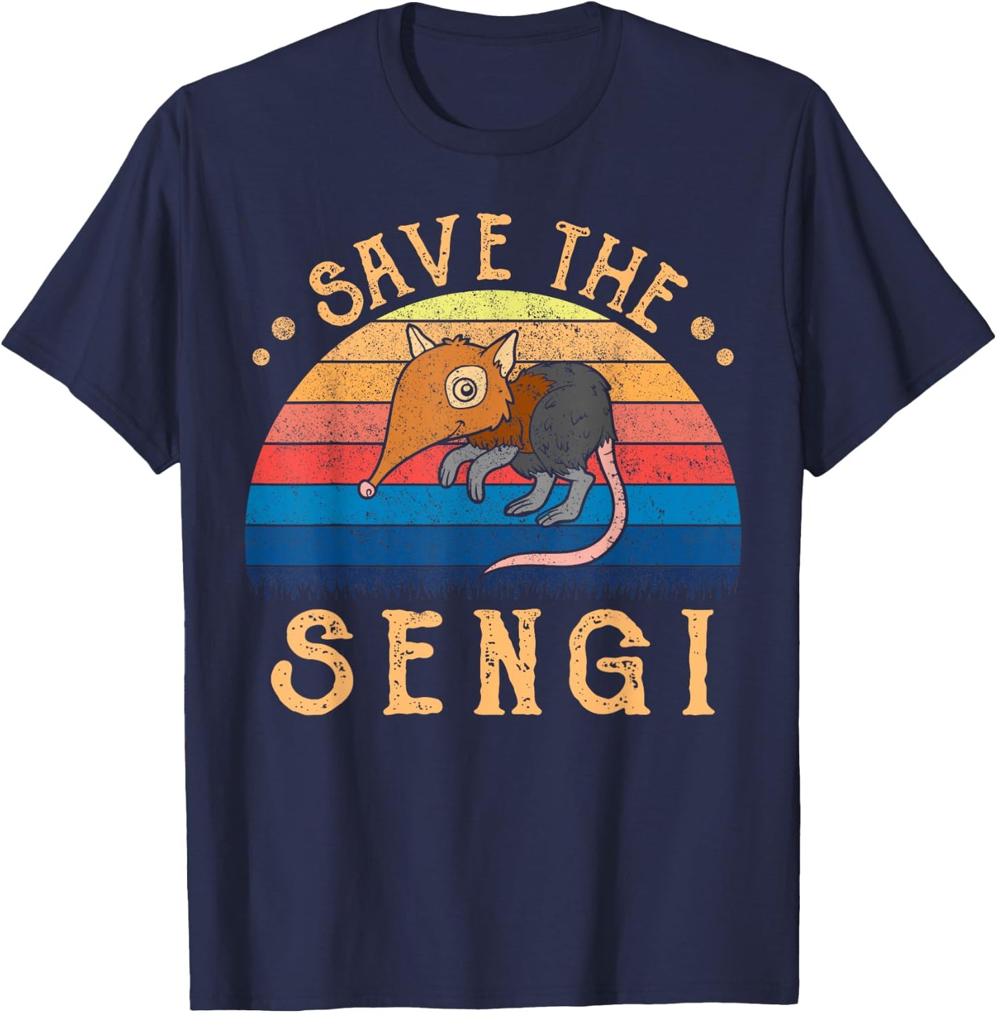 Elephant Shrew Jumping Shrew Sengi T-Shirt - T-Shirt | Navy