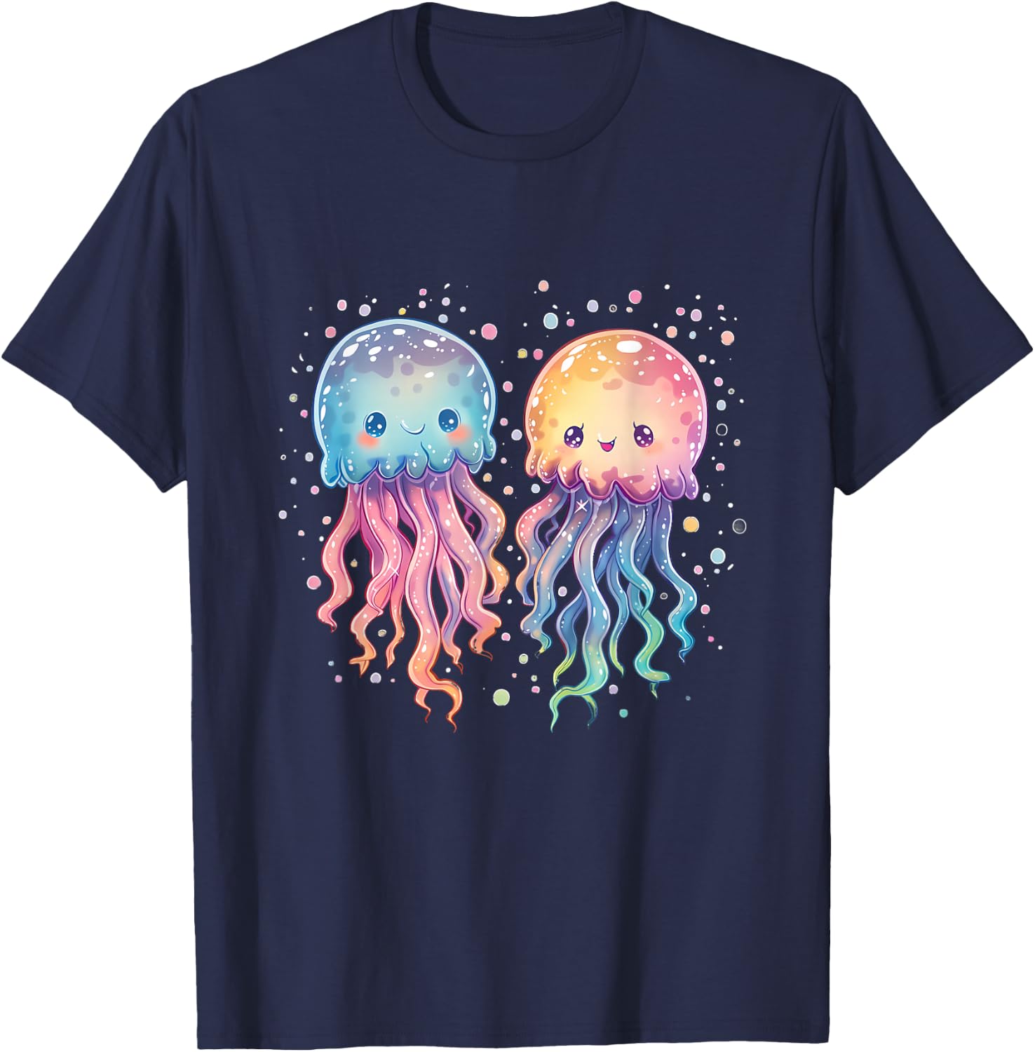 Jellyfish Marine Mammal Artwork Motif Sea Ocean Animal , black T-Shirt - T-Shirt | Navy