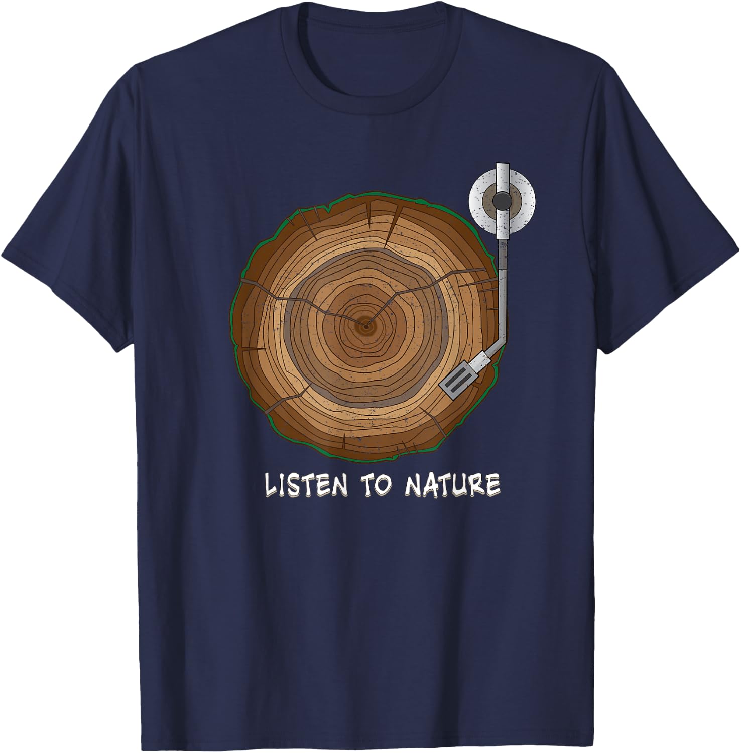 Listen to Nature Vinyl Music Gift T-Shirt - T-Shirt | Navy