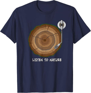 Listen to Nature Vinyl Music Gift T-Shirt - T-Shirt | Navy
