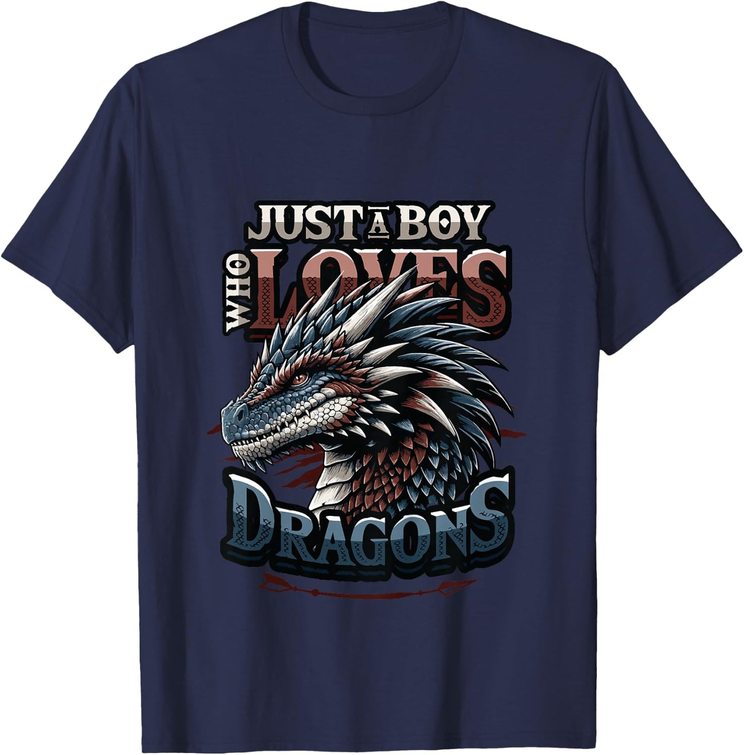 Kids Just A Boy Who Loves Dragons - Boys Dragon T-Shirt - T-Shirt | Navy