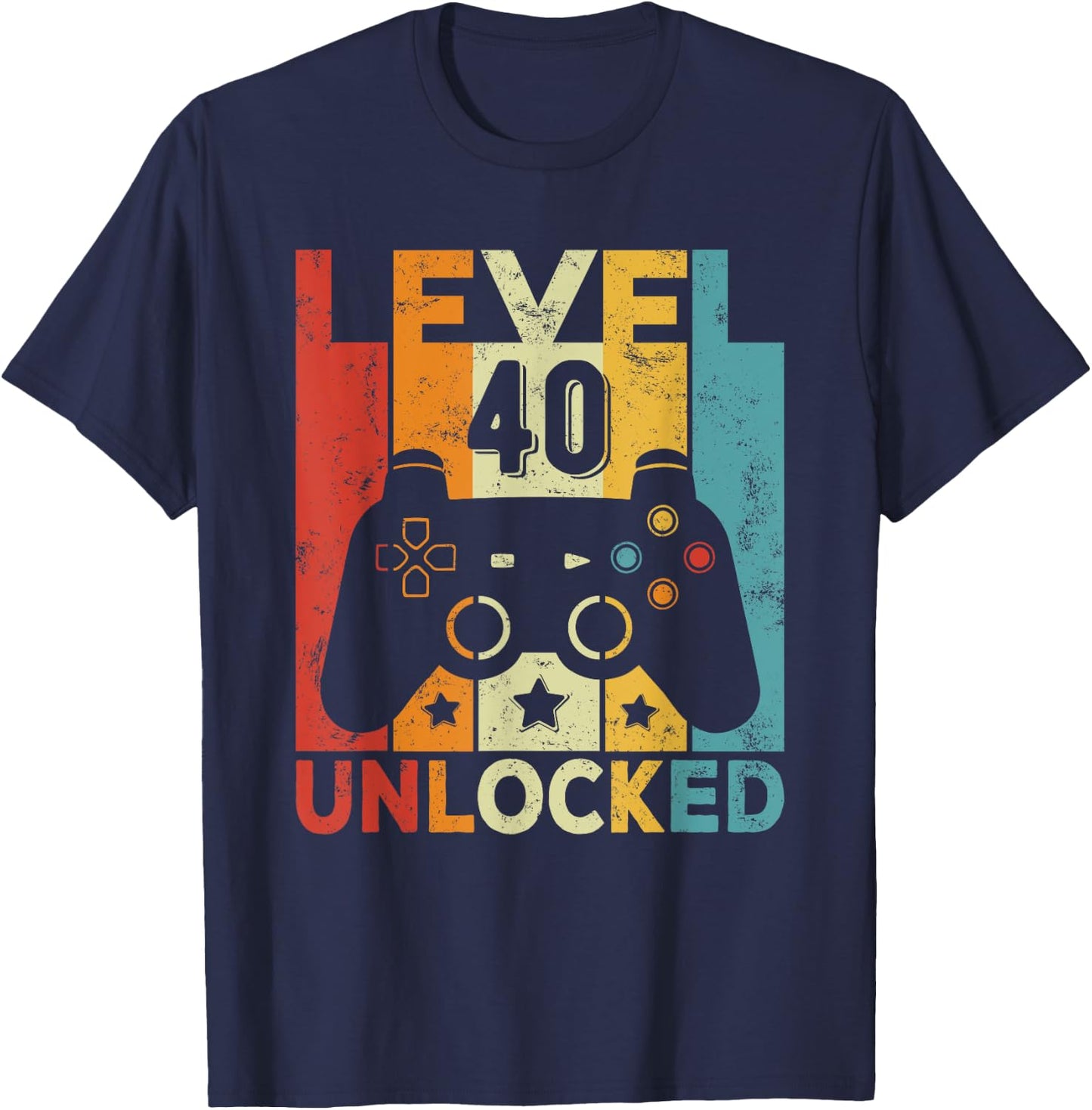 40th Birthday Man Woman 40 Years Game Controller Gamer T-Shirt - T-Shirt | Navy