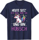 with German Text "Einhörner Heute Sitz´ Ich Mal Nur Da Und Bin Hübsch Einhorn" [German, black T-Shirt - T-Shirt | Navy