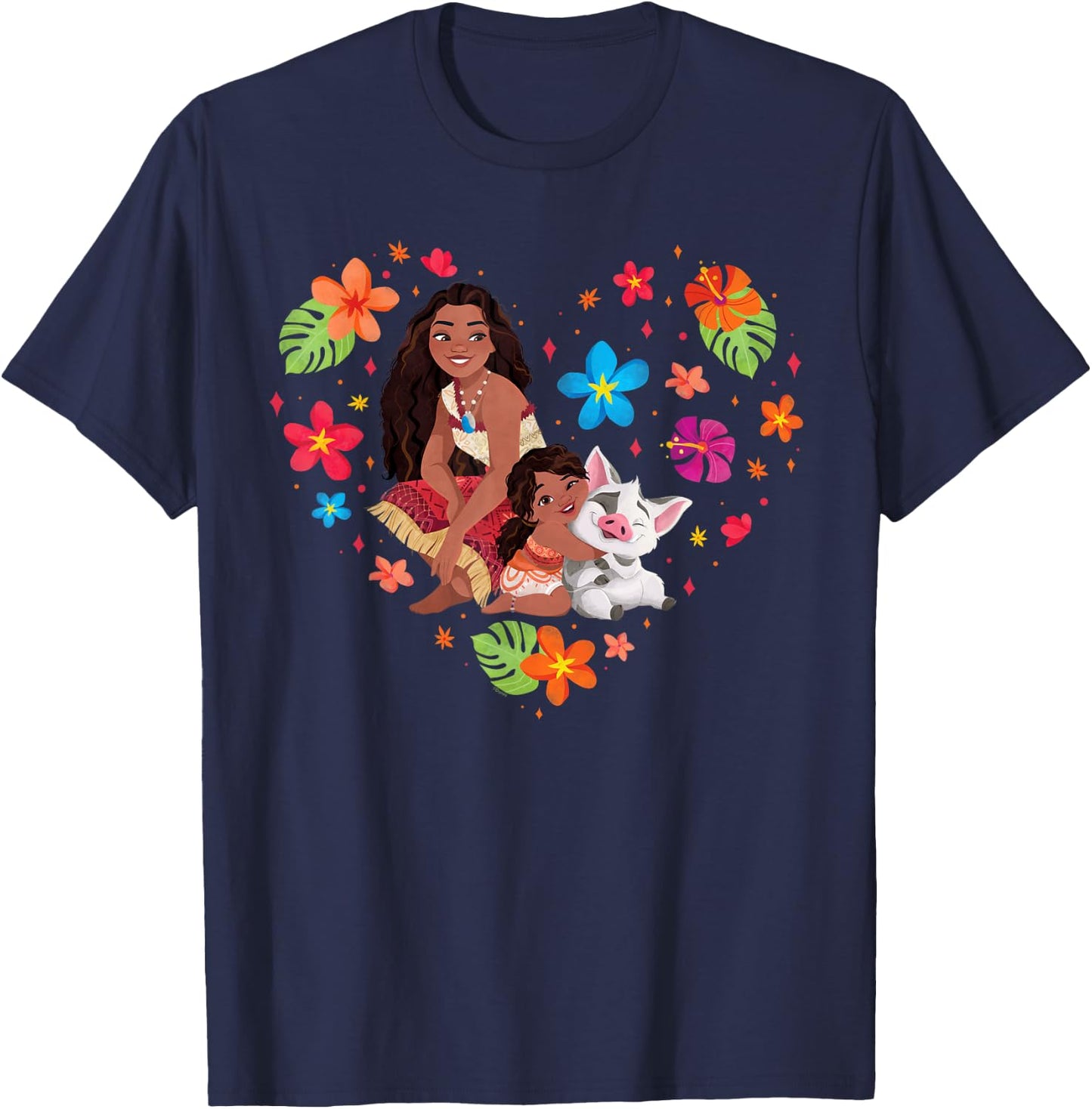 Disney Moana 2 Moana Simea and Pua Tropical Heart Sisters , Blue, S T-Shirt - T-Shirt | Navy