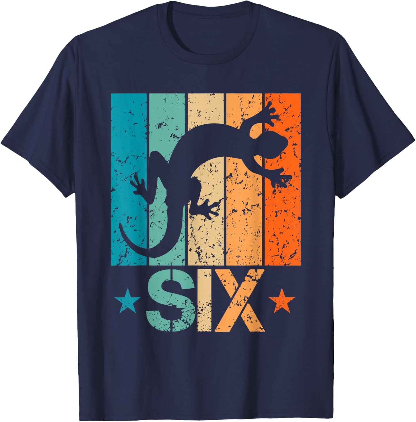6th Lizard Birthday 6 Year Old 6yr Boy Girl Birthday Reptile T-Shirt - T-Shirt | Navy