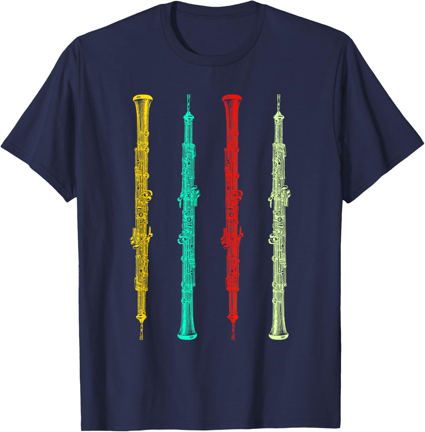 Oboe Shirt - Colorful Oboe Player Gift T-Shirt - T-Shirt | Navy