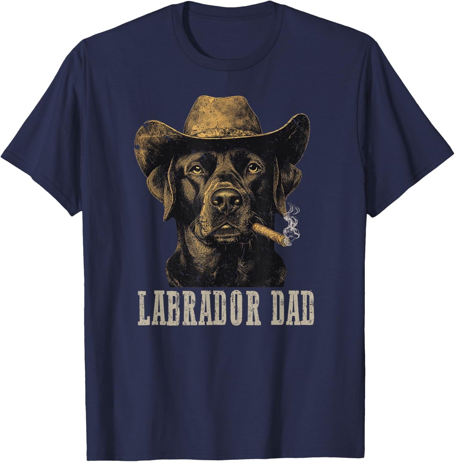 Labrador Dog Vintage Best Labrador Dad Father's Day T-Shirt - T-Shirt | Navy
