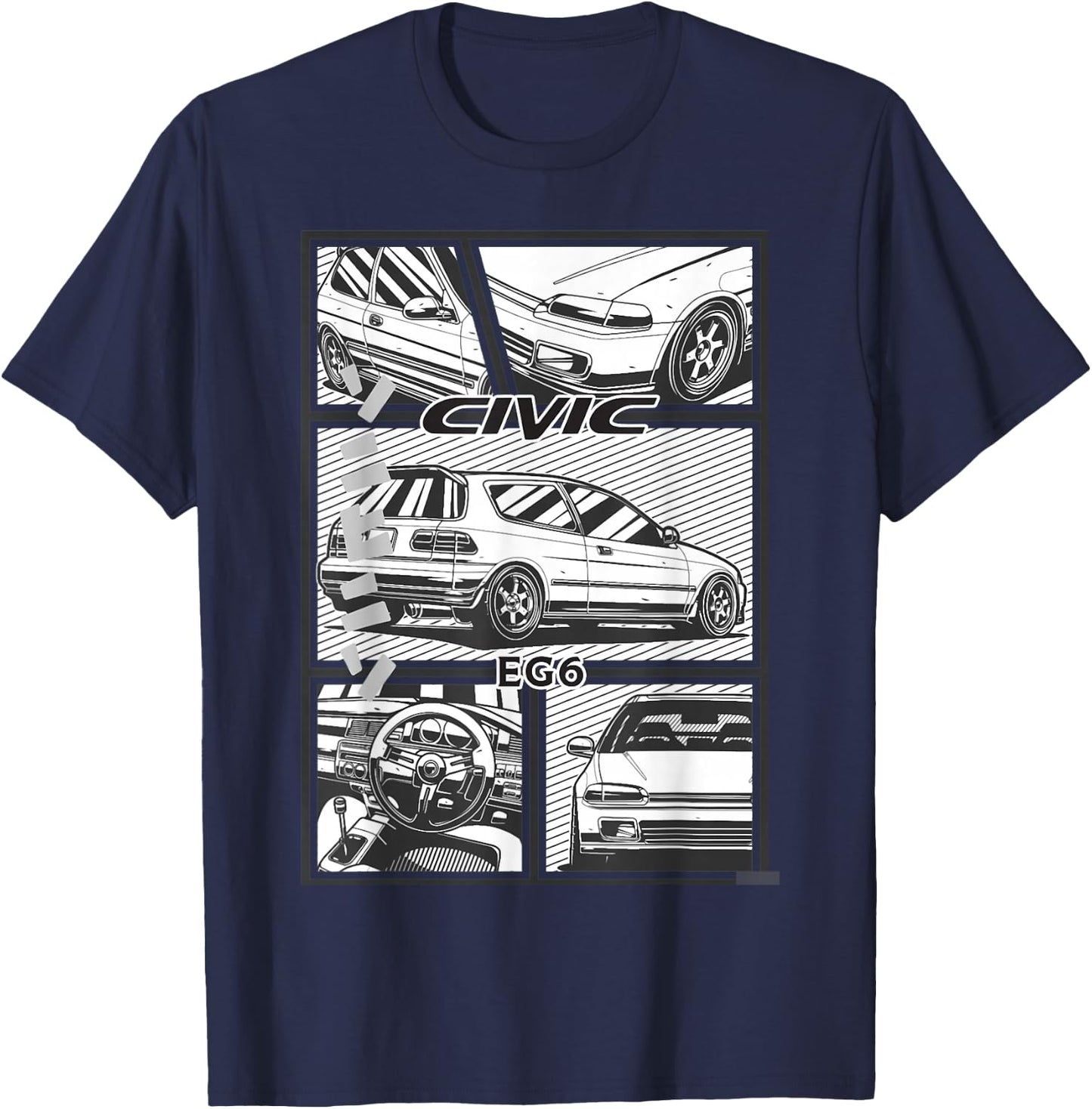 Civic for example 6 Japanese cars T-Shirt - T-Shirt | Navy