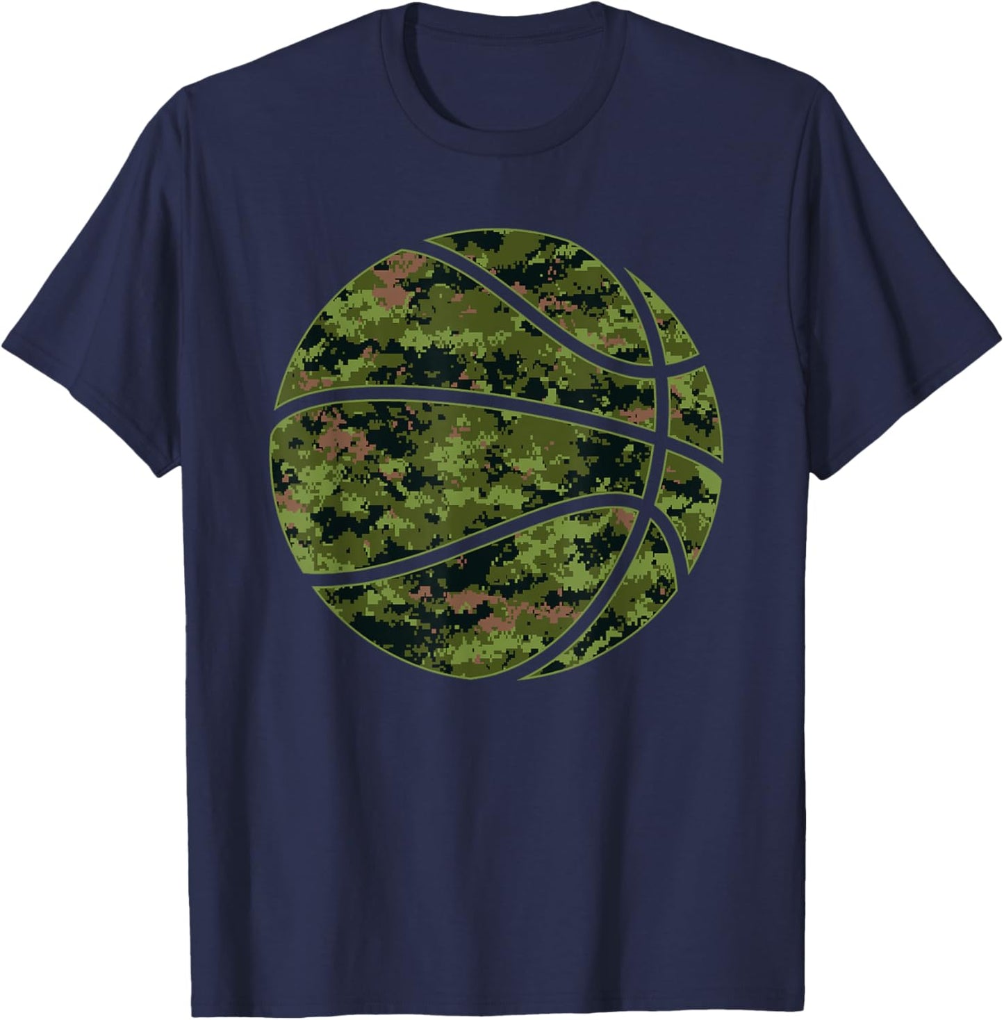 Cool Green Basketball Camo - Green Camouflage Basketball T-Shirt - T-Shirt | Navy