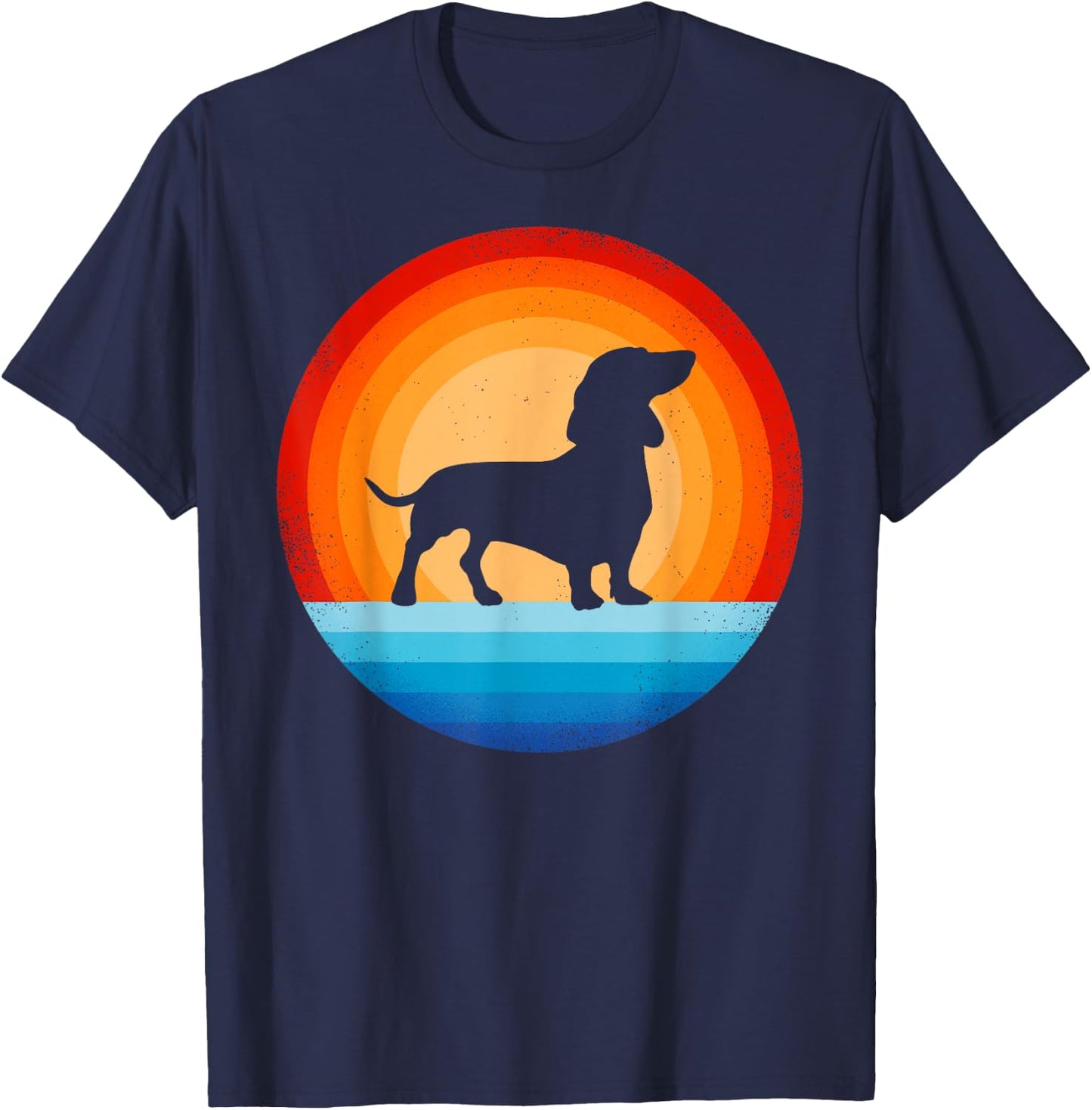 Dachshund Retro Vintage 60s 70s Sunset Wiener Dog Lovers Men T-Shirt - T-Shirt | Navy