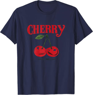 Funny Cherry Graphic – Have a Nice Day Retro T-Shirt - T-Shirt | Navy