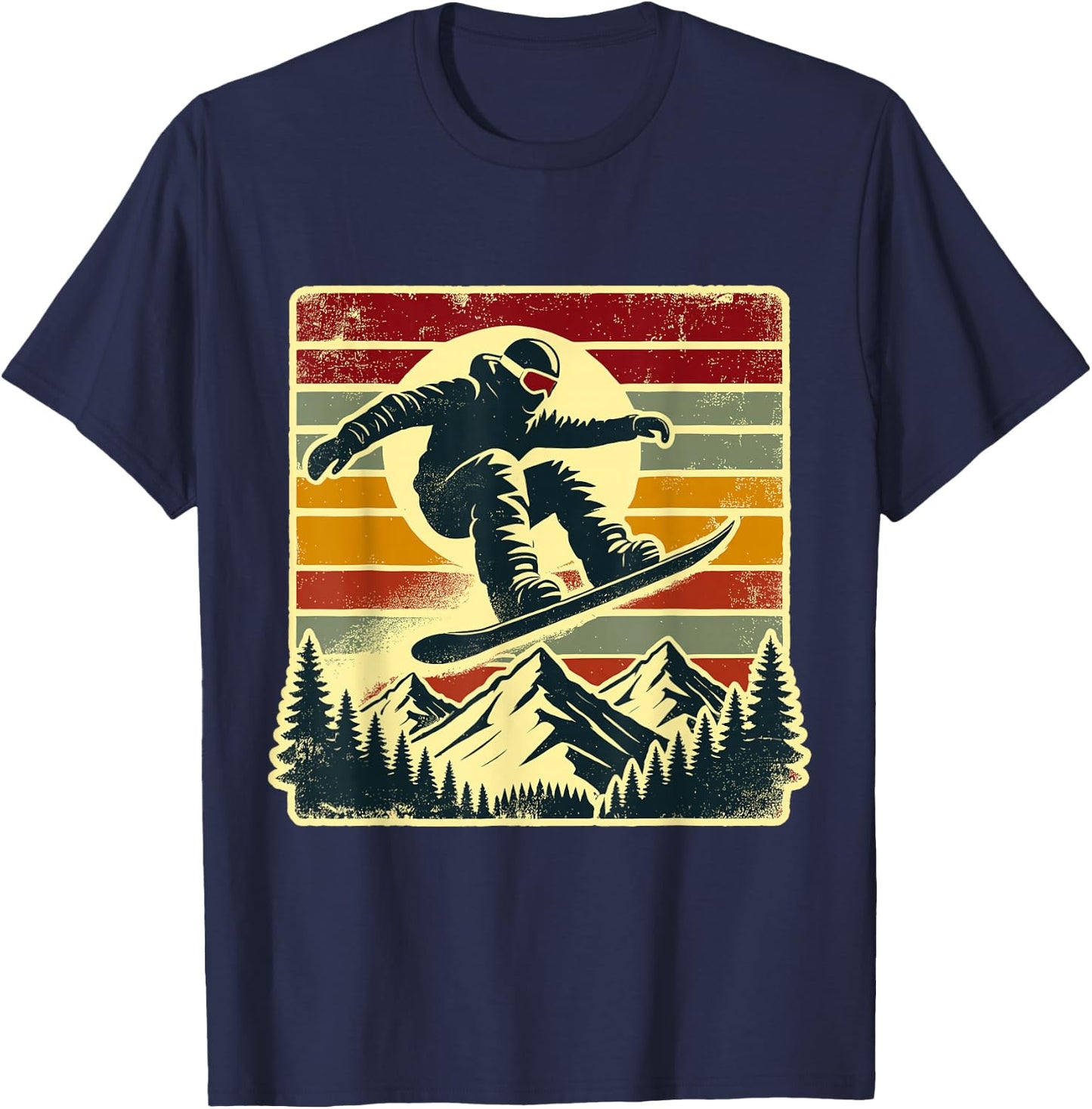 Retro Snowboard Rider Snowboarding Lover Snowboarder T-Shirt - T-Shirt | Navy