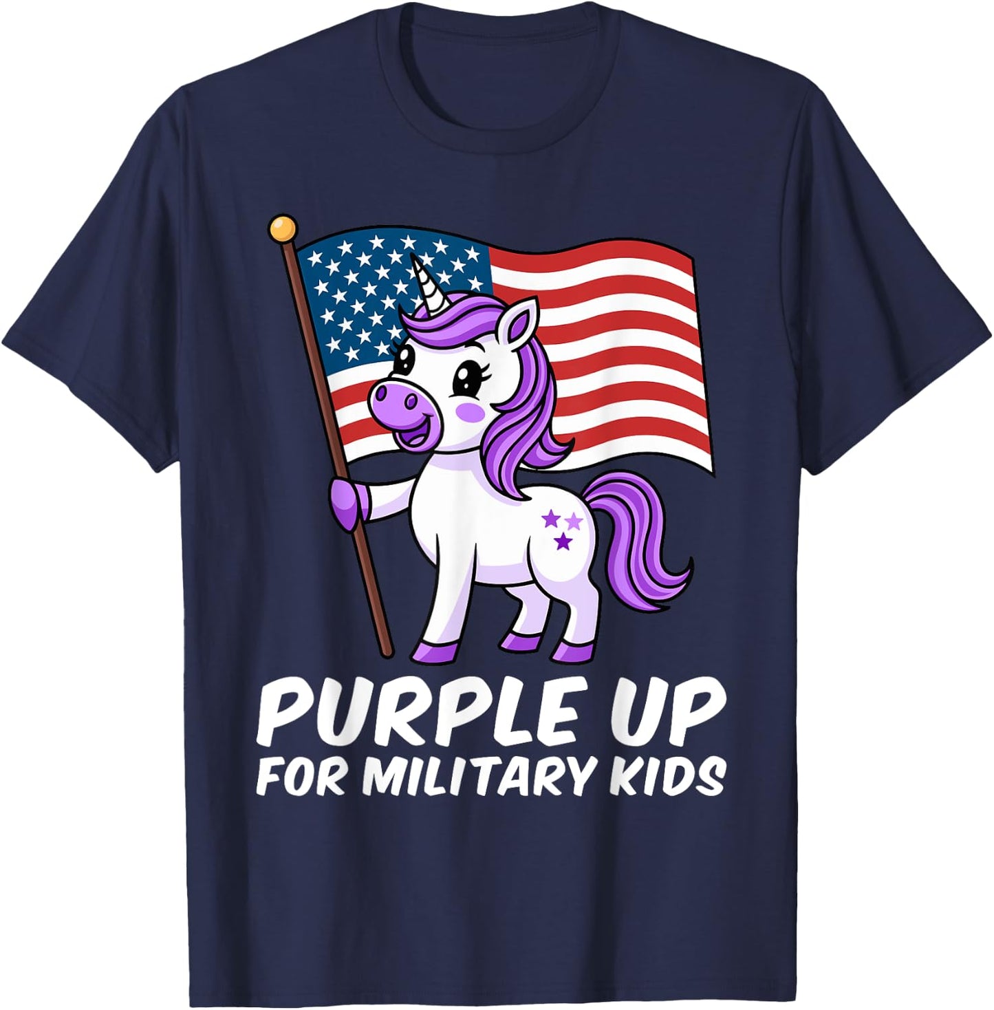 Purple Up for Military Kids Military Child Month Unicorn T-Shirt - T-Shirt | Navy