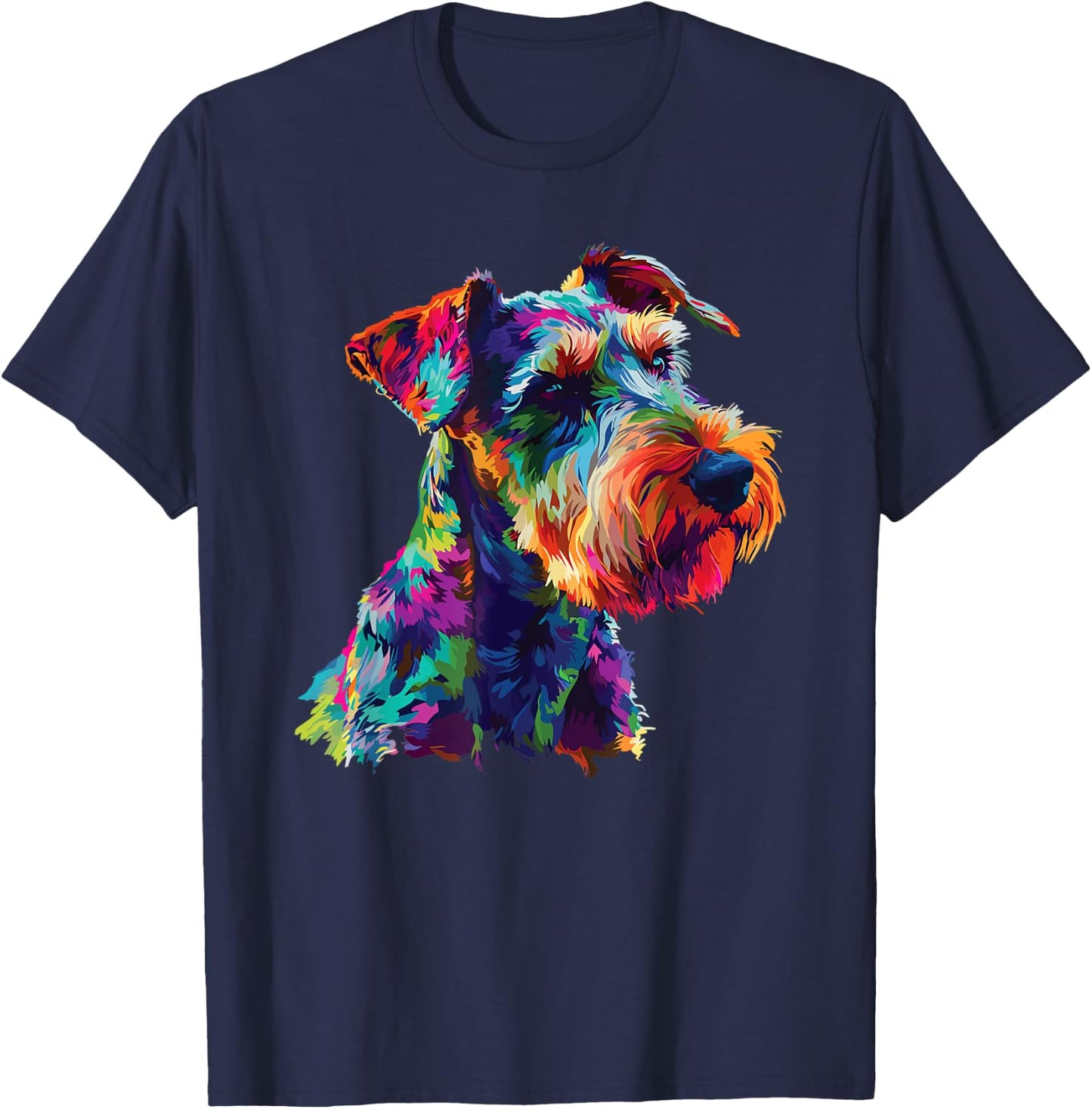 Watercolor Colorful Airedale Terrier Dog Men Women Girls Kids T-Shirt - T-Shirt | Navy