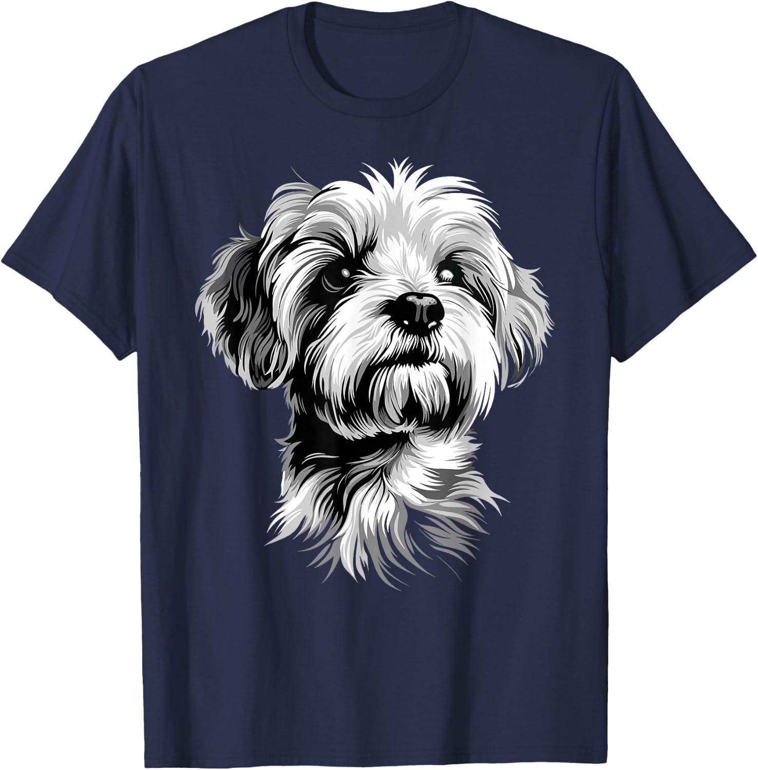 Bichon Maltese Small Dog Bichon Maltese Love Cute , Black, S T-Shirt - T-Shirt | Navy