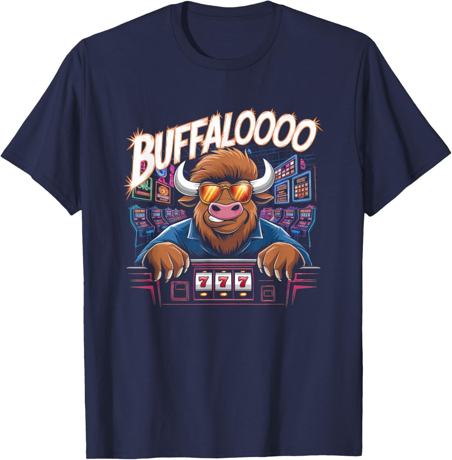 Lucky Buffalo Casino Slot Machine Gambling Gift Gambler T-Shirt - T-Shirt | Navy