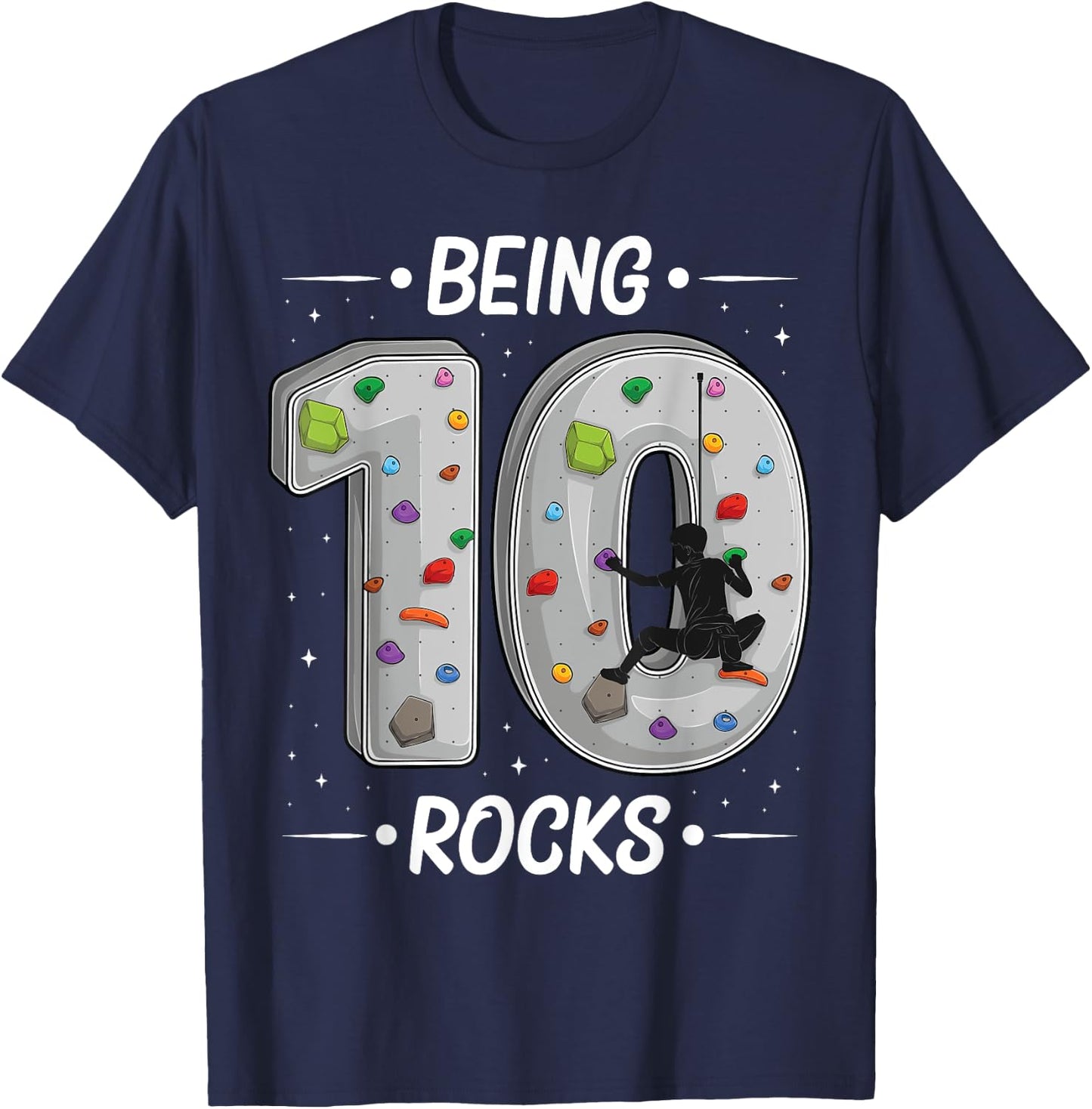 10 year old rock climbing 10th birthday Adventures Climber T-Shirt - T-Shirt | Navy