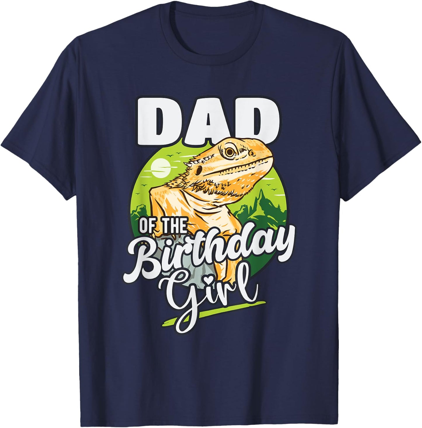 Dad of the Birthday Girl - Matching Reptile Birthday Party T-Shirt - T-Shirt | Navy